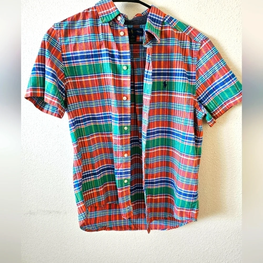 Ralpg Layren Colorful Plaid Youth Shirt Size Large..